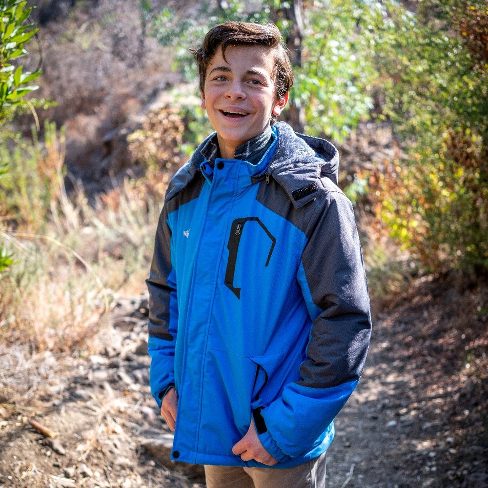 Boys Fleece Ski Jacket Waterproof Raincoats Hooded Winter Outwear